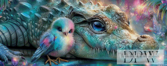 Kroko mit Piepmatz by Elly_A.I 125x50cm mit 270 Farben DPW-5072