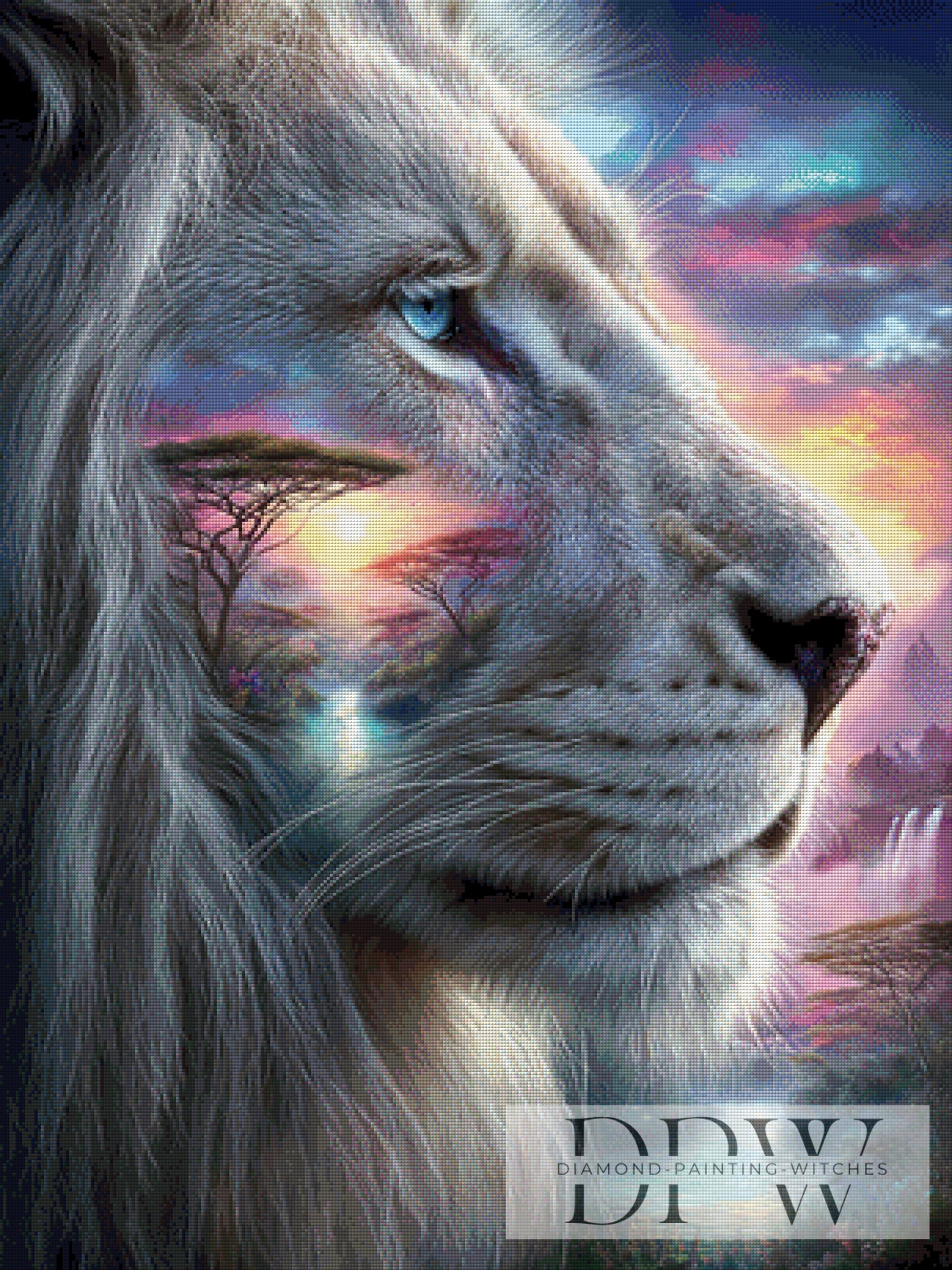 Lion of the living Sky by Elly_A.I. 75x100cm mit 200 Farben DPW-5077