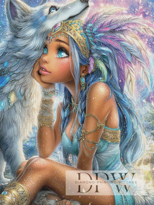 DPW-5095 Federwolf by Elly_A.I. 75x100cm mit 270 Farben DPW-5095