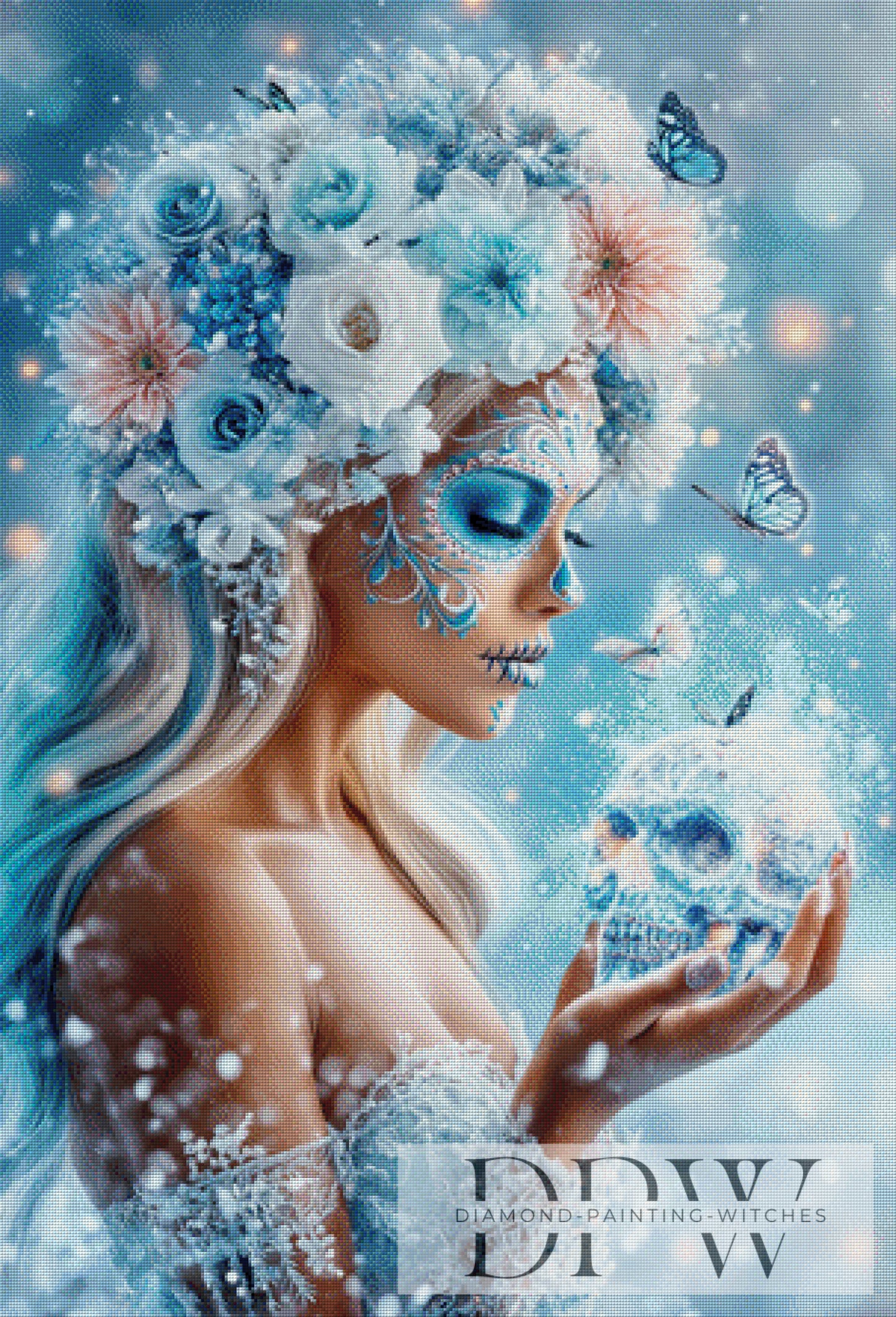 Iceflower-Skull Muerta by theA.art 75x110cm mit 180 Farben DPW-5100
