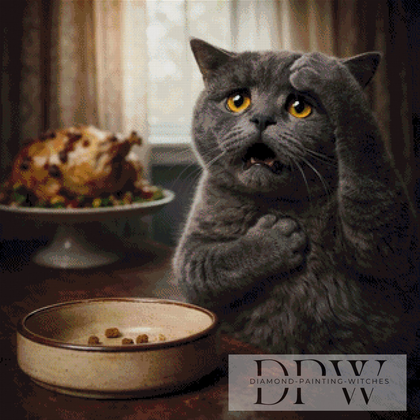 Drama Cat by Pixxel Pics 80x80cm mit 111 Farben DPW-5108