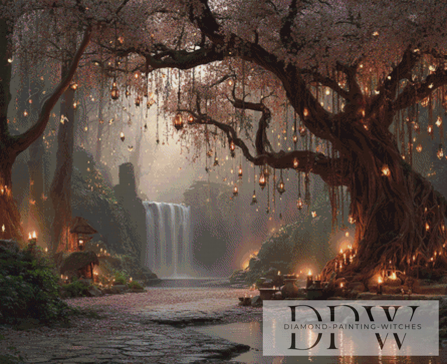 Dinner am Wasserfall by Elly_A.I. 110x90cm mit 140 Farben DPW-5152
