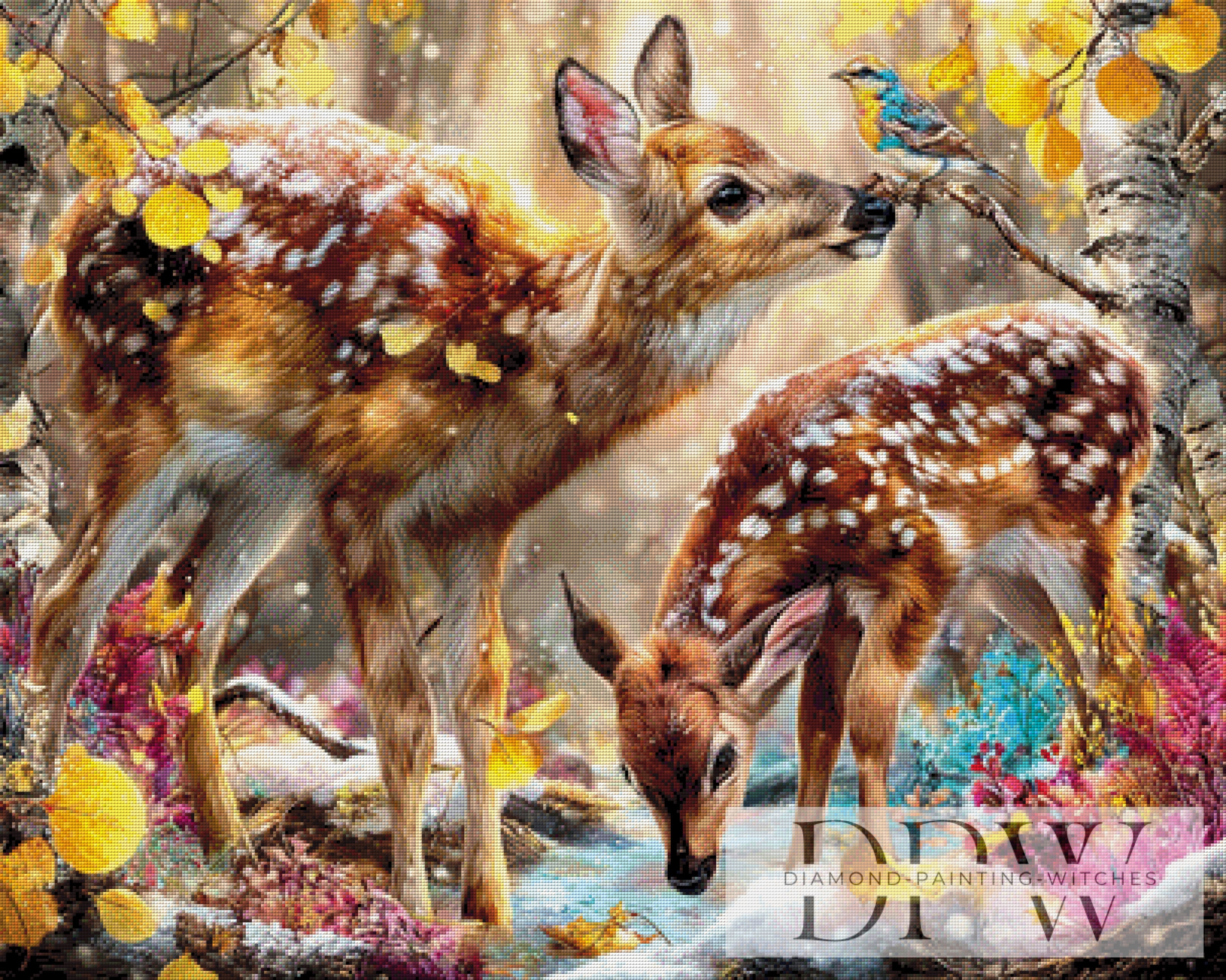 Rehfamilie im Gold des Herbstes by Lisa Morgan mit 340 Farben