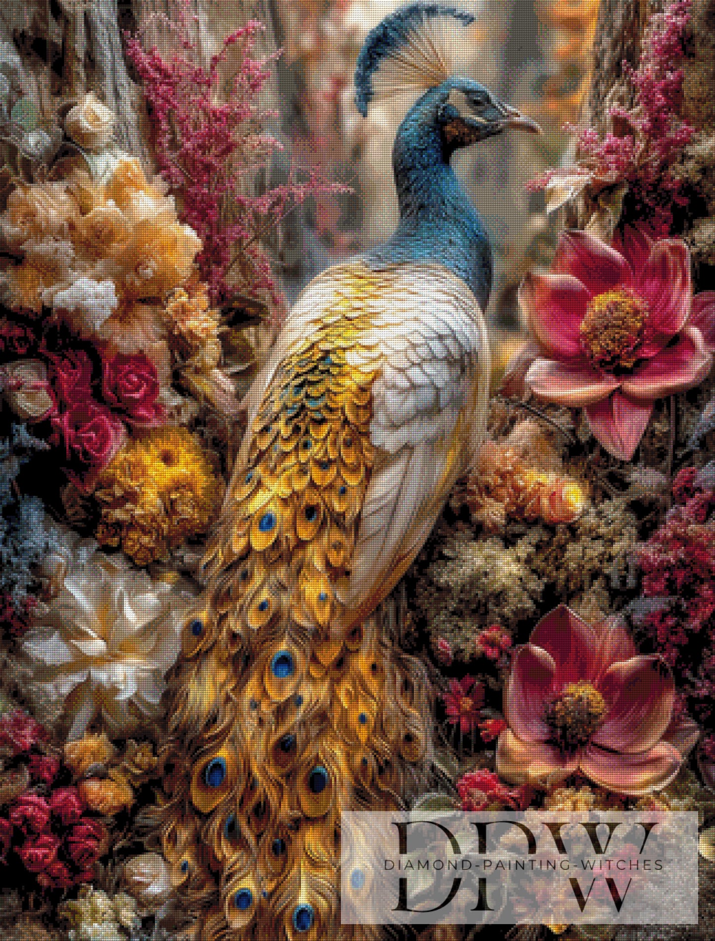 Blütenpfau by QN 80x105cm mit 280 Farben DPW-5236