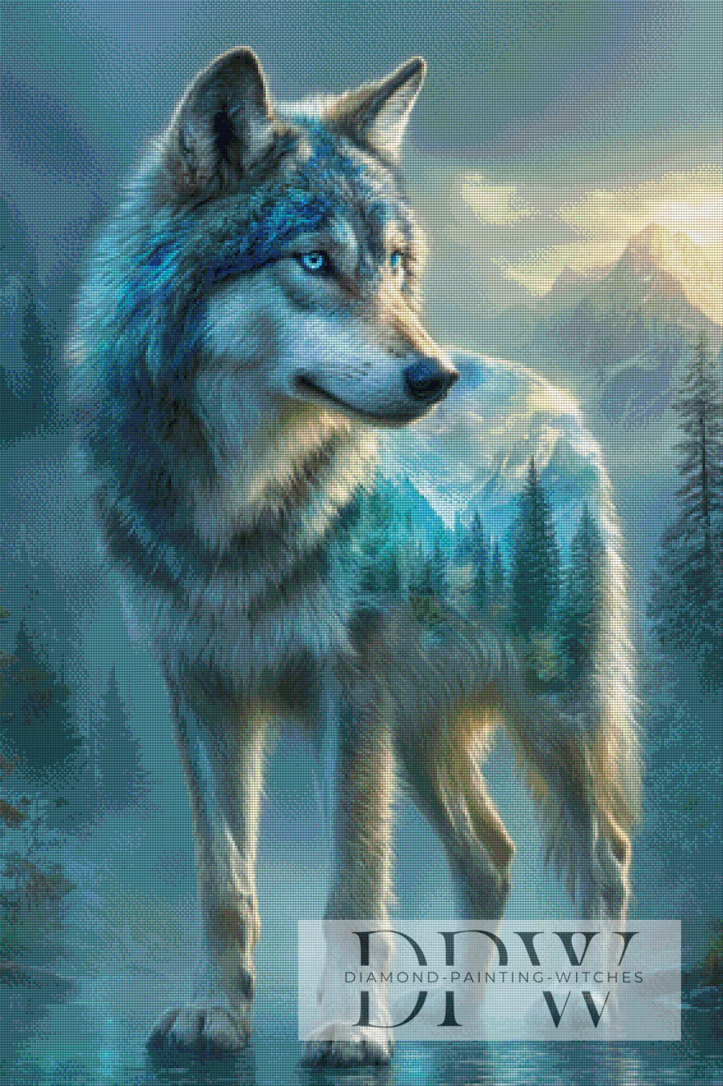 Himalaya Wolf by Elly_A.I. 70x105cm mit 140 Farben DPW-5274