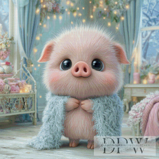 Schweinchen by Lisa Morgan 80x80cm mit 175 Farben DPW-536