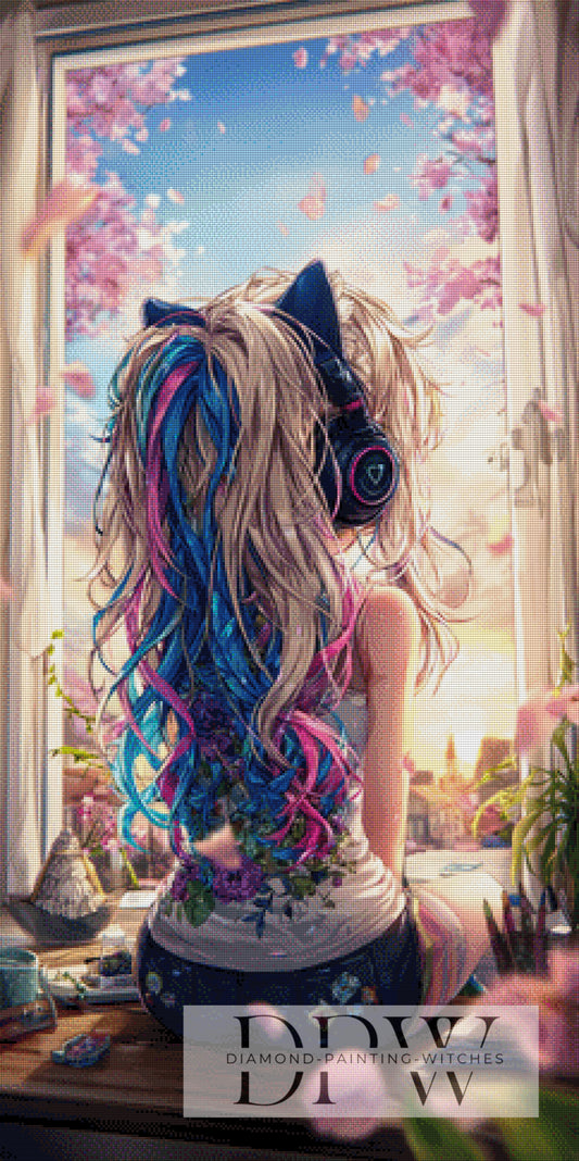 Only listen and enjoy by ellufija 60x120cm mit 290 Farben DPW-6013
