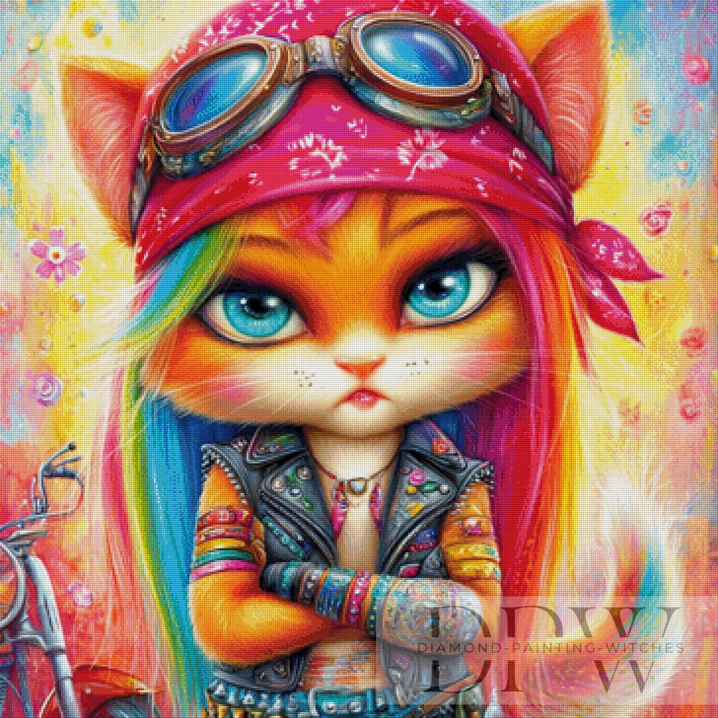 Cat Lady by Elly_A.I. 90x90cm mit 447 Farben DPW-6034