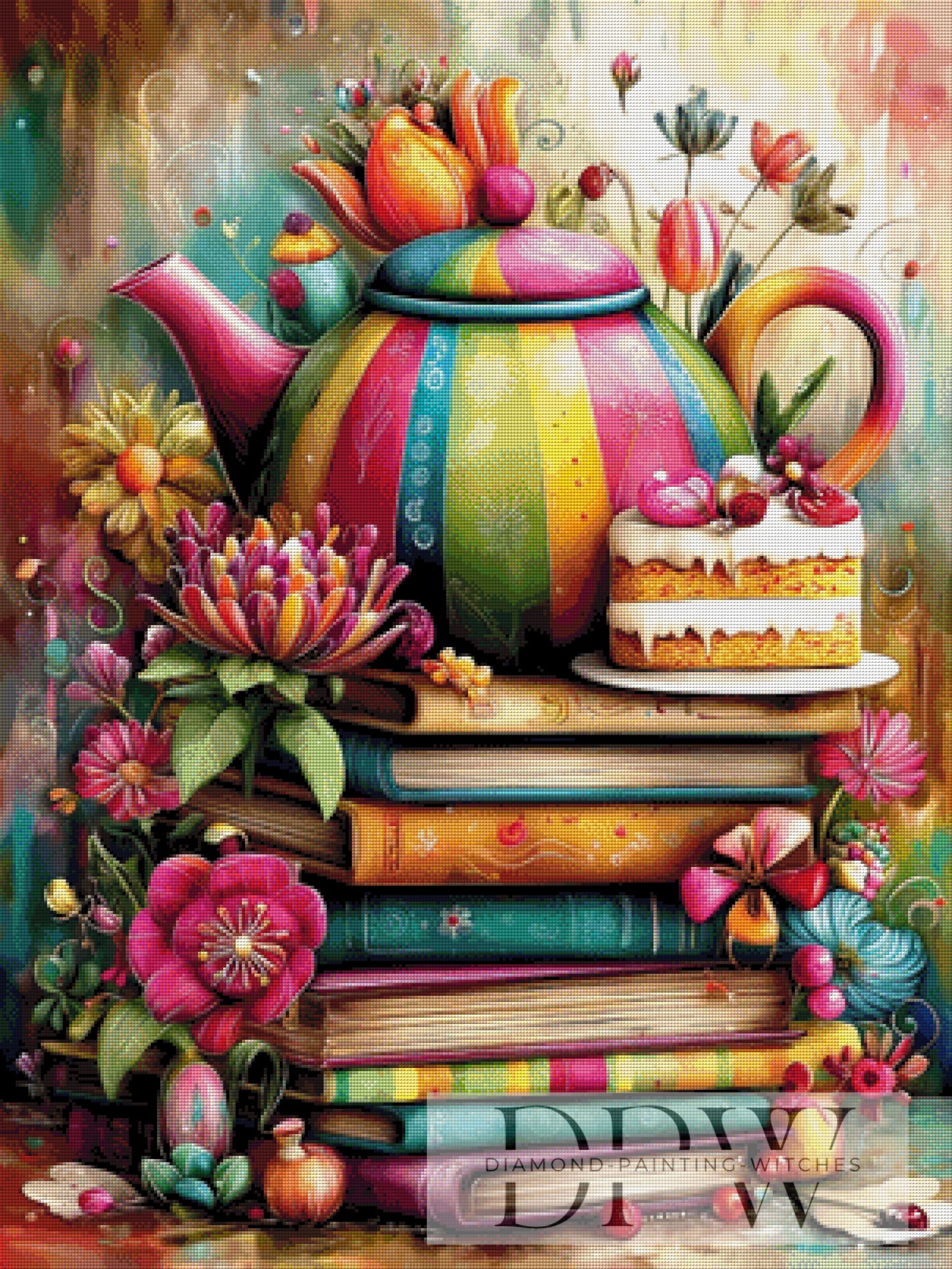 Floral Teatime by CleoDora 75x100cm mit 390 Farben DPW-6086