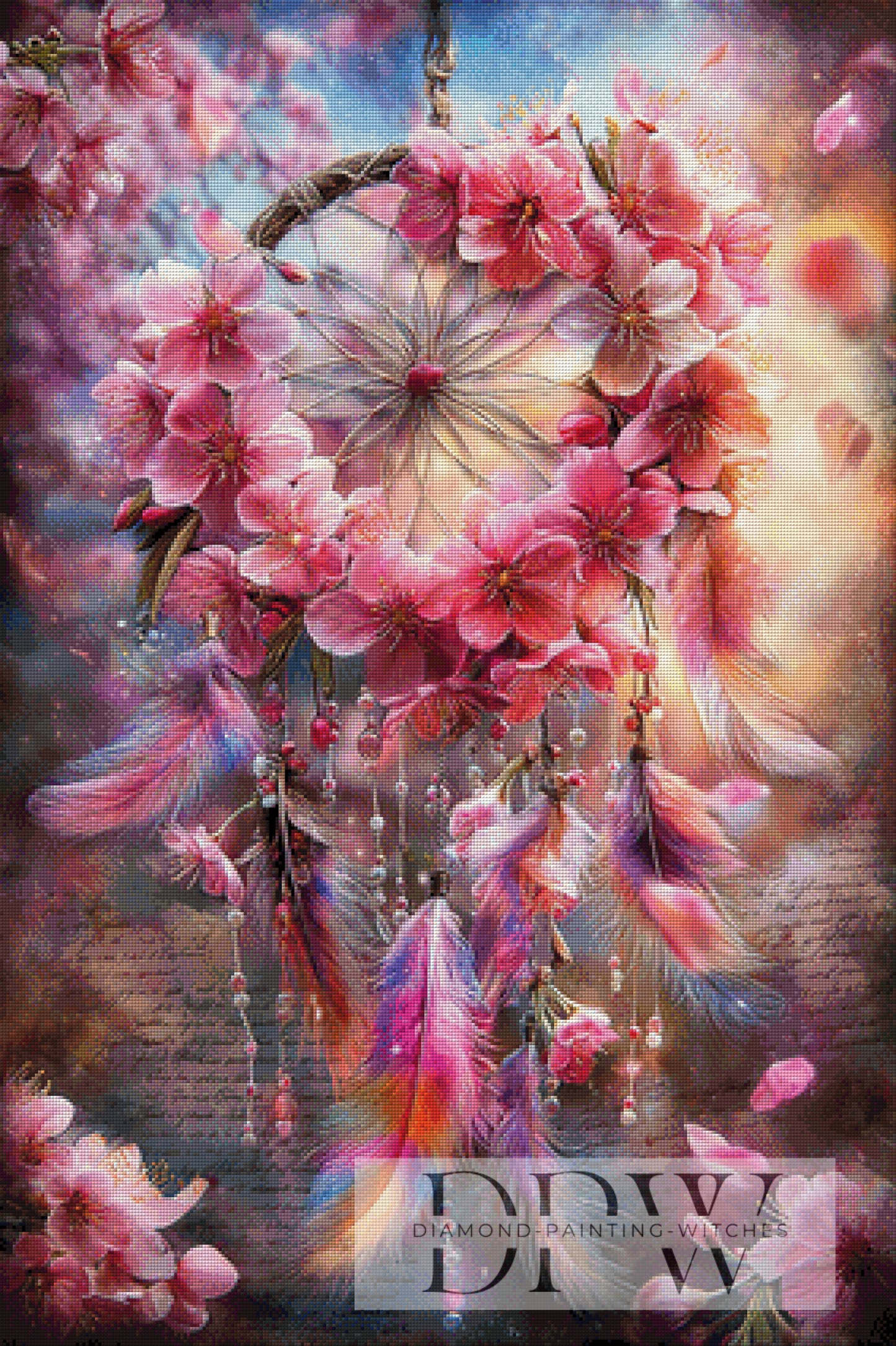 Kirschblüten Traumfänger by ellufija 70x105cm mit 270 Farben DPW-6090