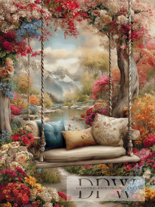 Schaukel im Paradies by CleoDora 75x100cm mit 270 Farben DPW-6095