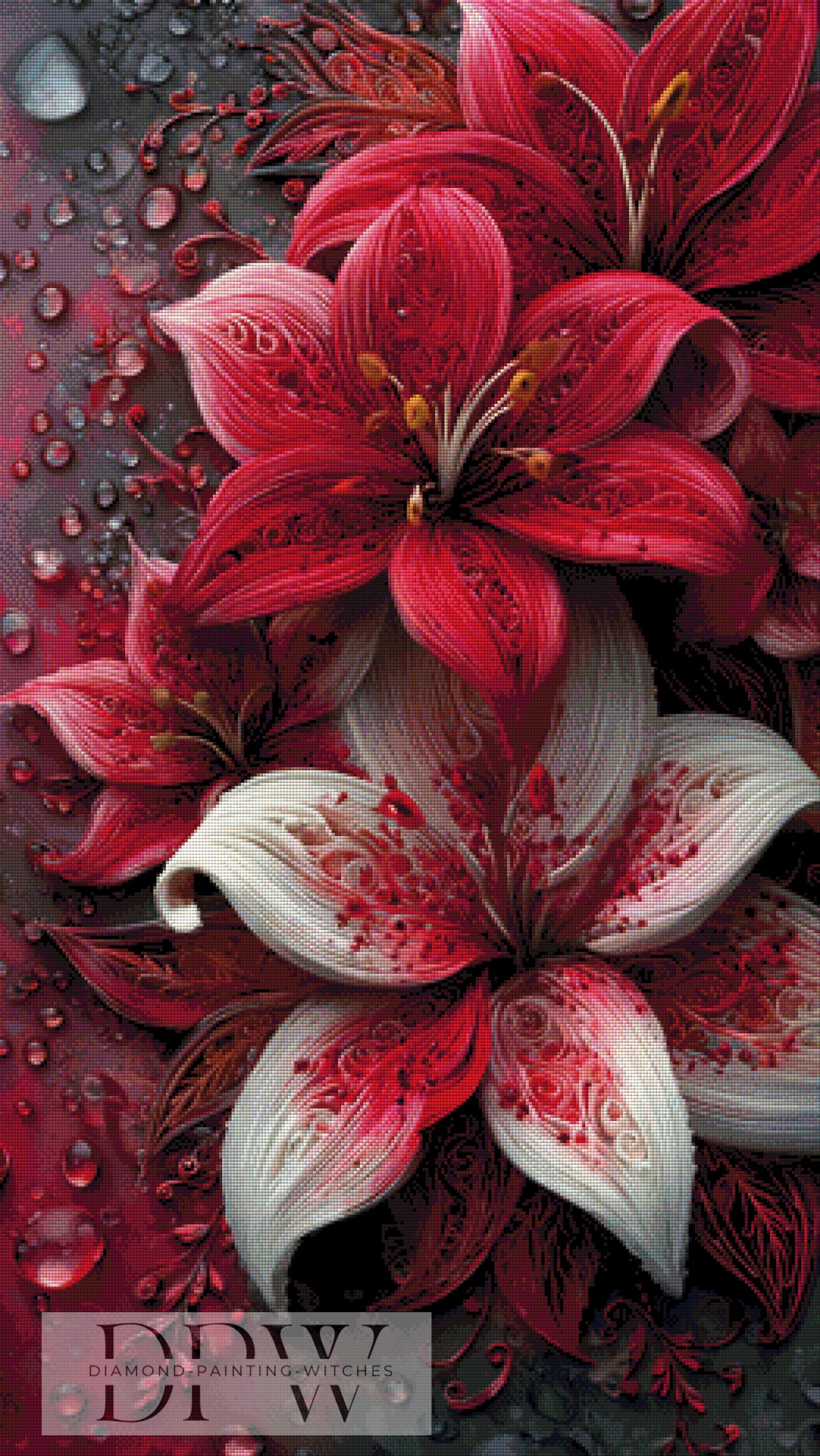 Flammenblüten by ellufija 65x115cm mit 185 Farben DPW-6113
