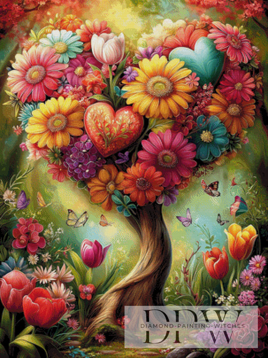 Herzblütenbaum by CleoDora 75x100cm mit 360 Farben DPW-6117