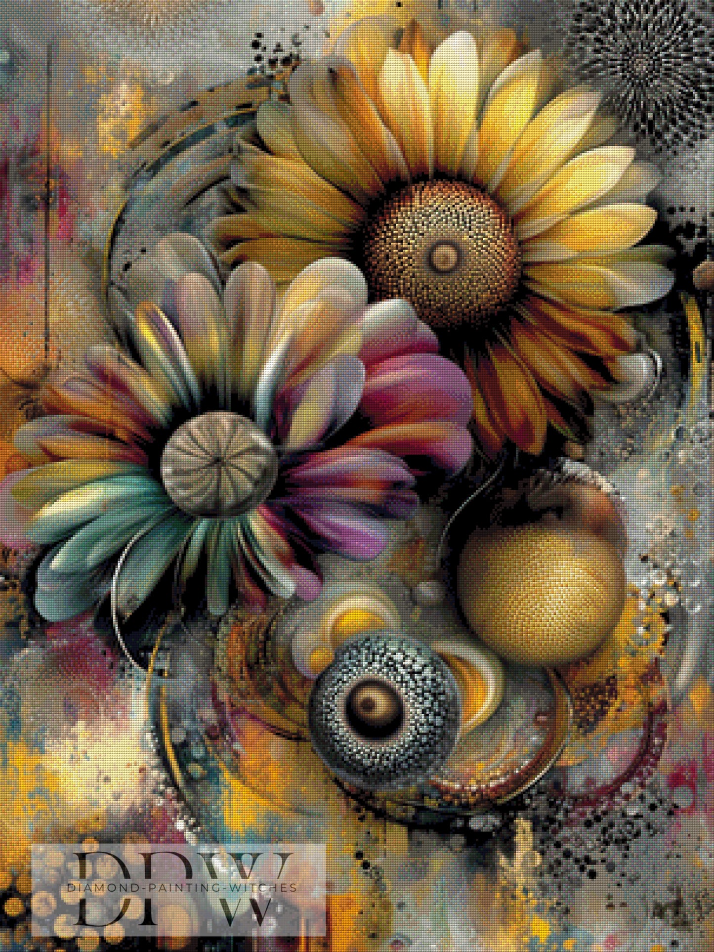 Sonnenblumenwirbel by CleoDora 75x100cm mit 230 Farben DPW-6119