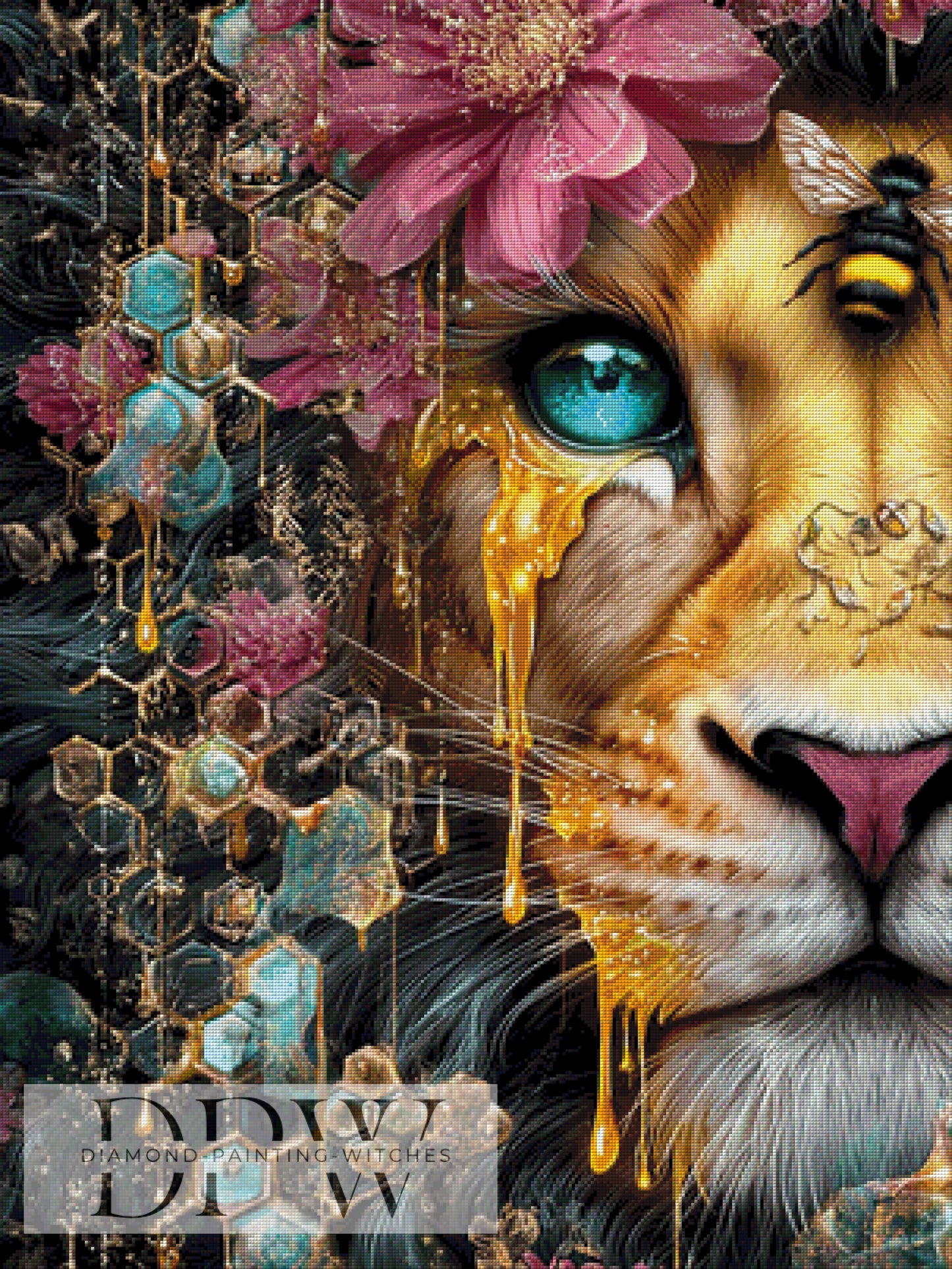 Goldener Löwe by Elly_A.I. 75x100cm mit 270 Farben DPW-6127