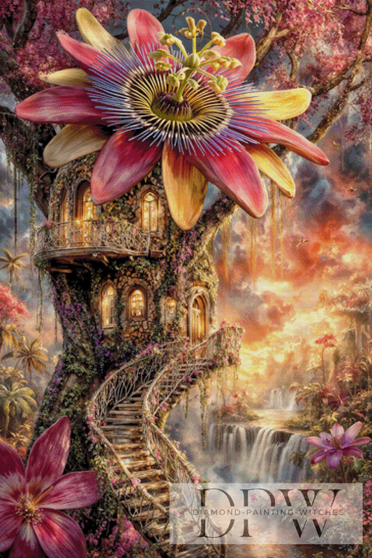 Passion Flower House by Pixxel Pics 90x135cm mit 290 Farben DPW-6140