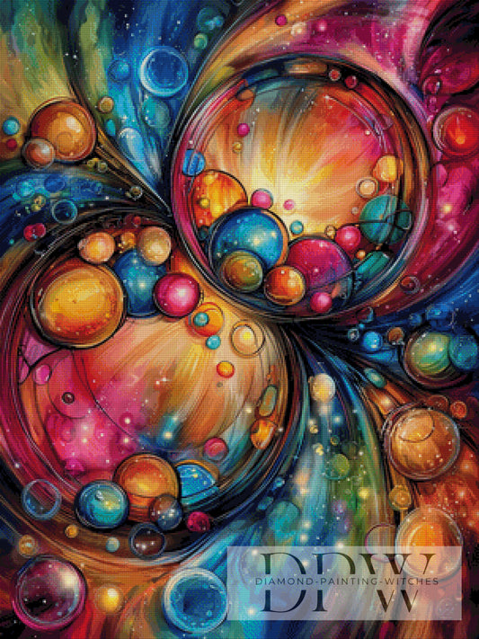 Abstrakte Kugeln im Farbnebel by CleoDora 75x100cm mit 360 Farben DPW-6151