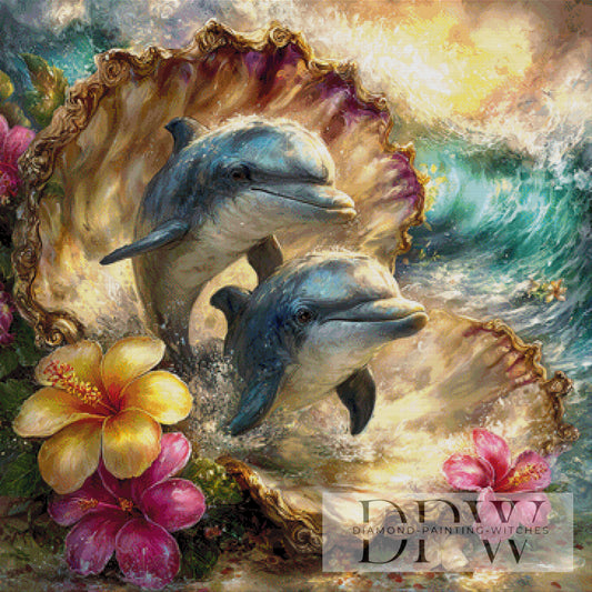 Delfinträume im Blütenmeer III by Lisa Morgan 90x90cm mit 320 Farben DPW-6160