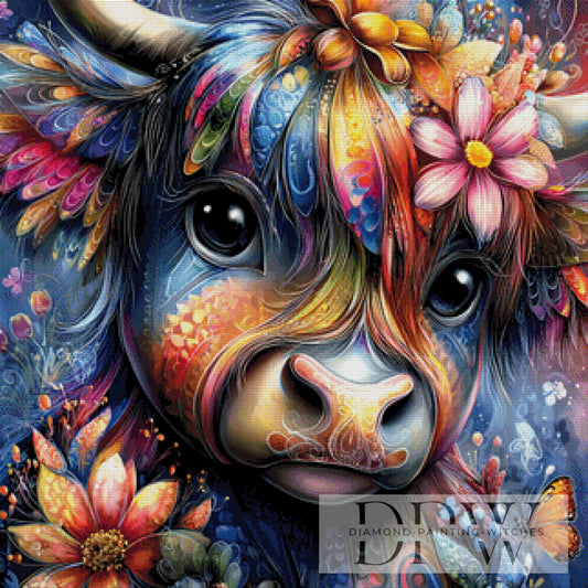 Bunte süße Kuh by theA.art 80x80cm mit 350 Farben DPW-6165