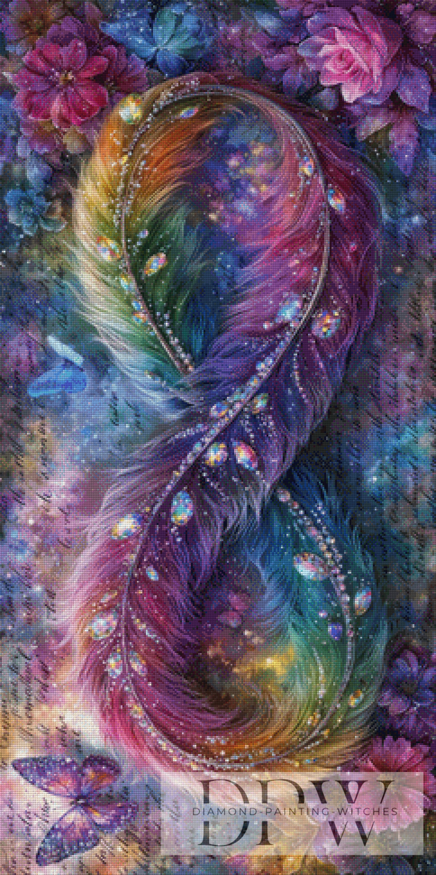DPW-6171 Feathers of Infinity by Pixxel Pics  60x120cm mit 370 Farben **SOFORTKAUF** ECKIGE Steine 90° gedreht