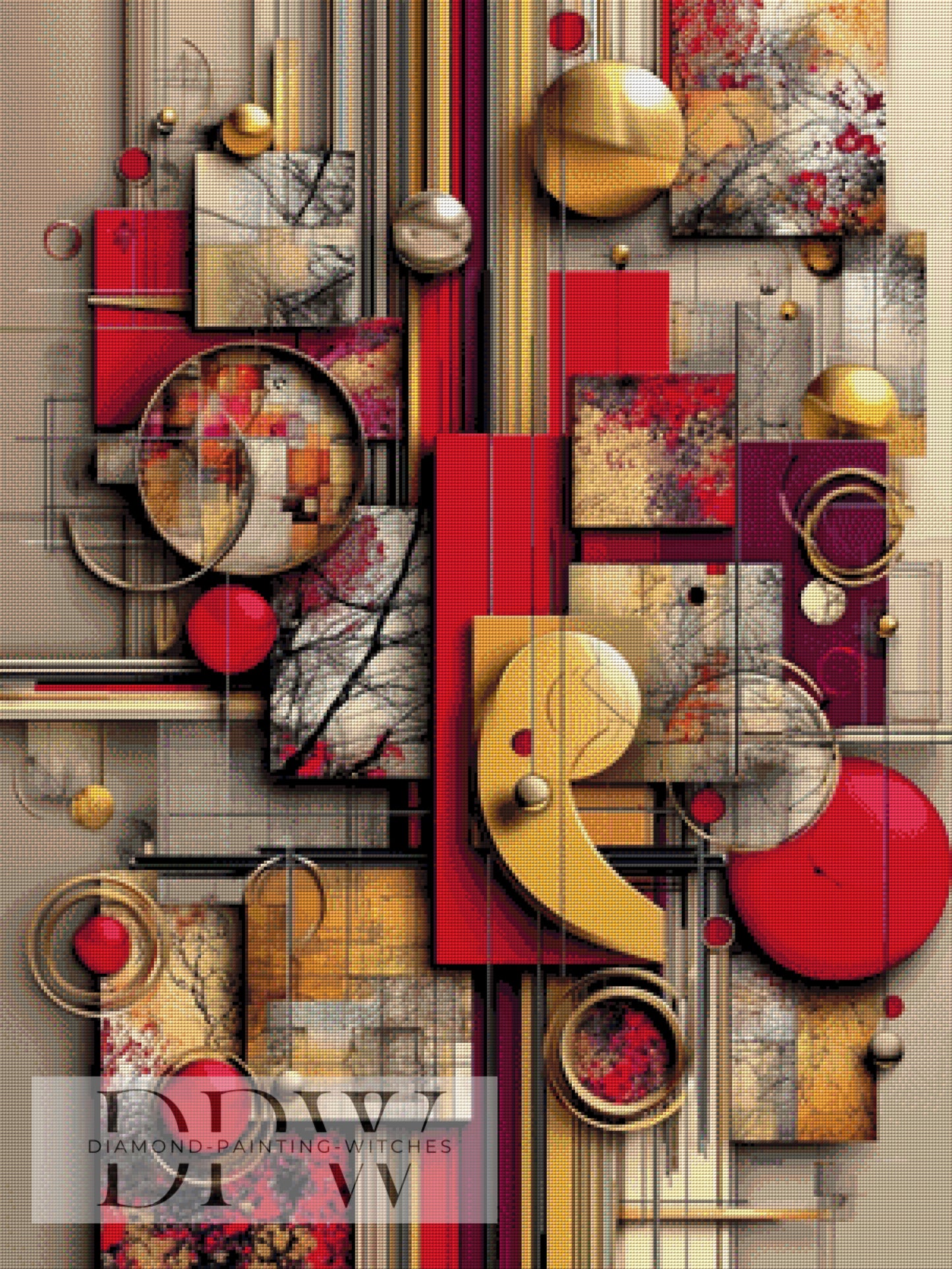 Rot & Gold by CleoDora 75x100cm mit 200 Farben DPW-6180