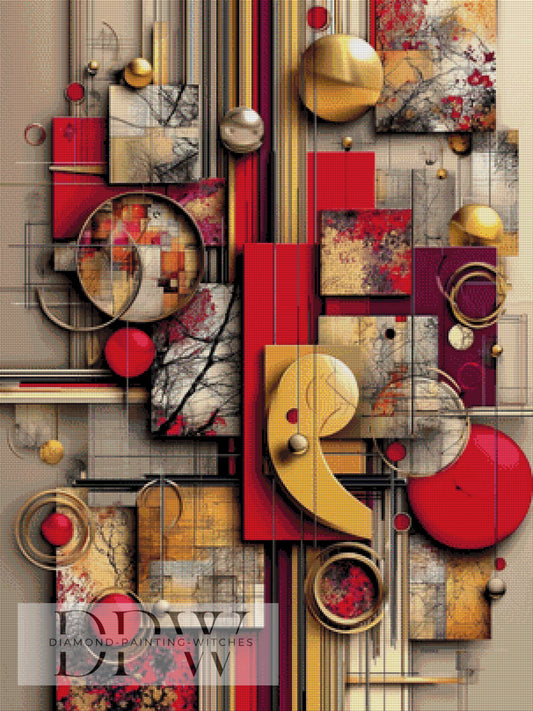 Rot & Gold by CleoDora 75x100cm mit 200 Farben DPW-6180