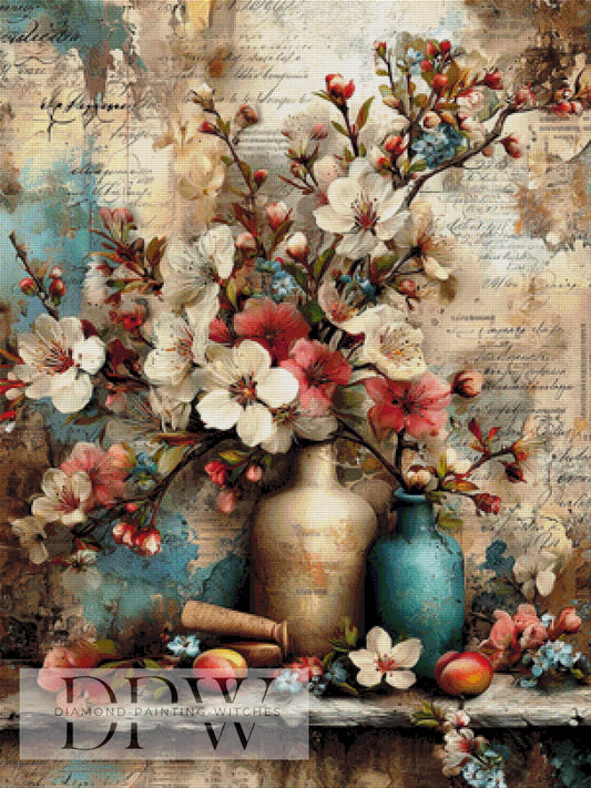 Zeitlose Blüten by CleoDora 75x100cm mit 250 Farben DPW-6182