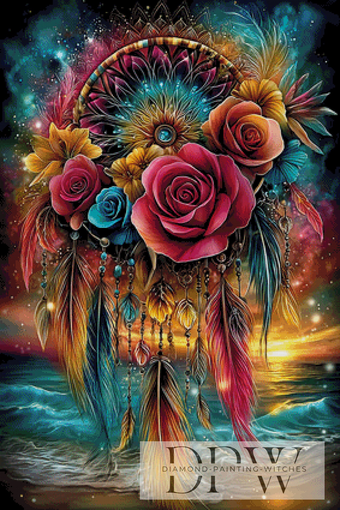 Blütenwind Traumfänger III by theA.art 70x105cm mit 330 Farben DPW-6190