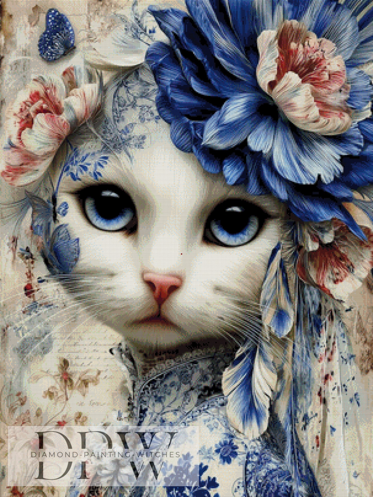 Weiße Katze by CleoDora 75x100cm mit 185 Farben DPW-6203