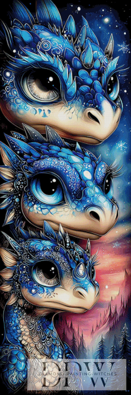 Blue Dragons by theA.art 50x150cm mit 250 Farben DPW-6233