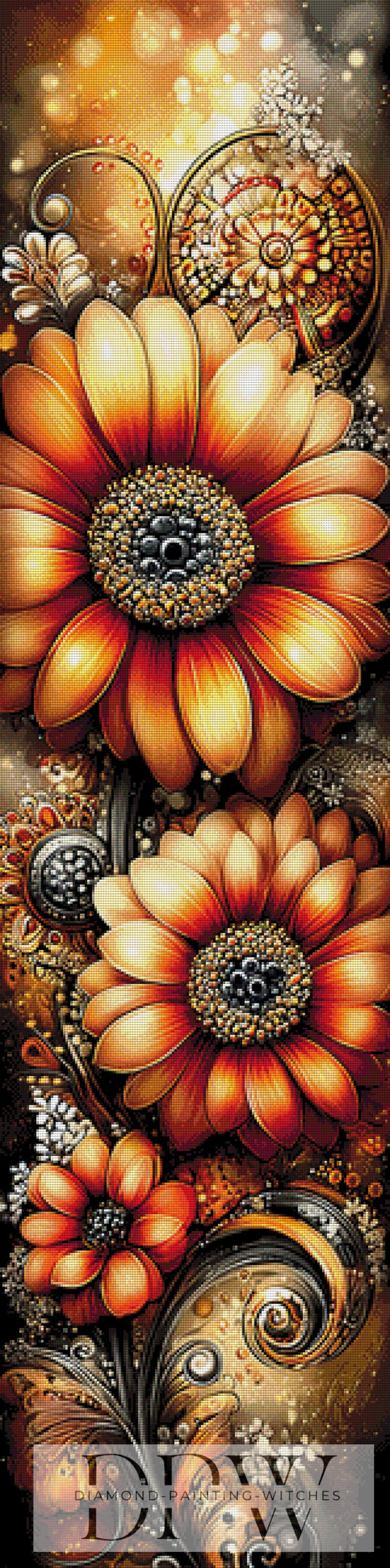 Orange Flowers by theA.art 40x160cm mit 190 Farben DPW-6236
