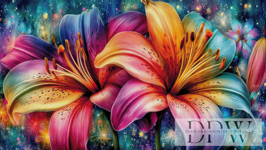 Farbige Lilienbombe by theA.art 115x65cm mit 380 Farben DPW-6242