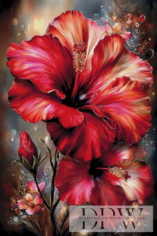 Roter Hibiskus by theA.art 60x90cm mit 240 Farben DPW-6245
