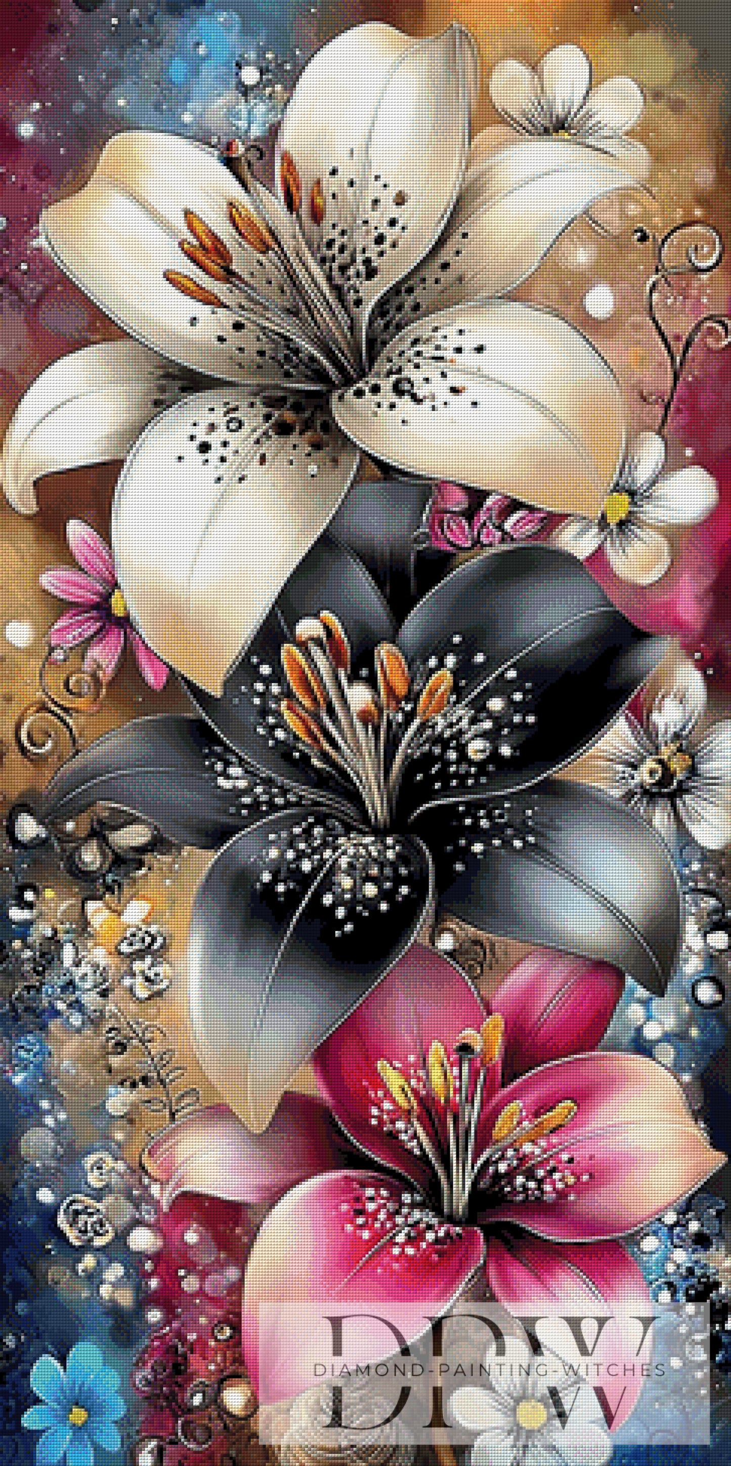 Lilien im Sternenrausch by theA.art 60x120cm mit 300 Farben DPW-6248