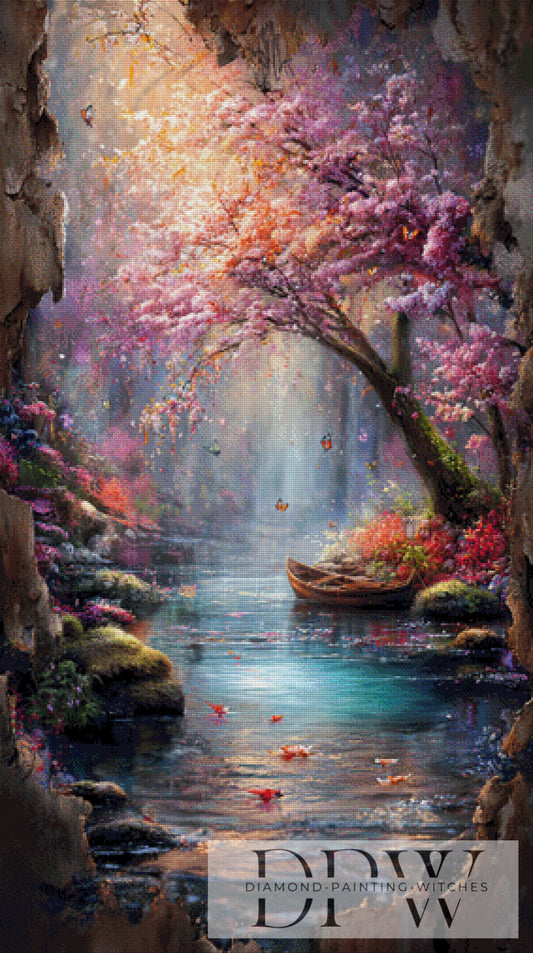 Unter der Kirschblüte by ellufija 70x125cm mit 320 Farben DPW-6276