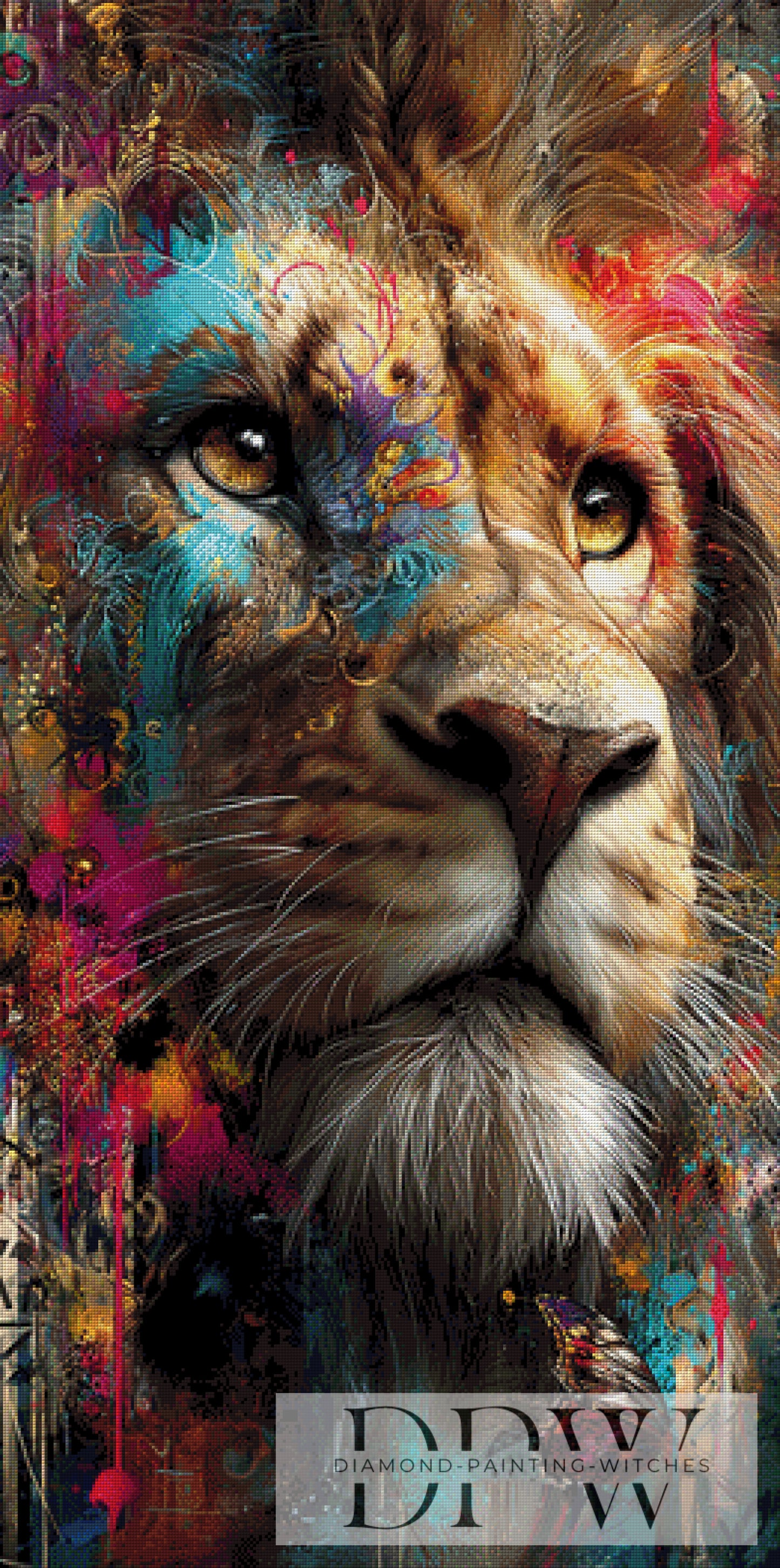 Splash Lion by ellufija 65x130cm mit 320 Farben DPW-6280