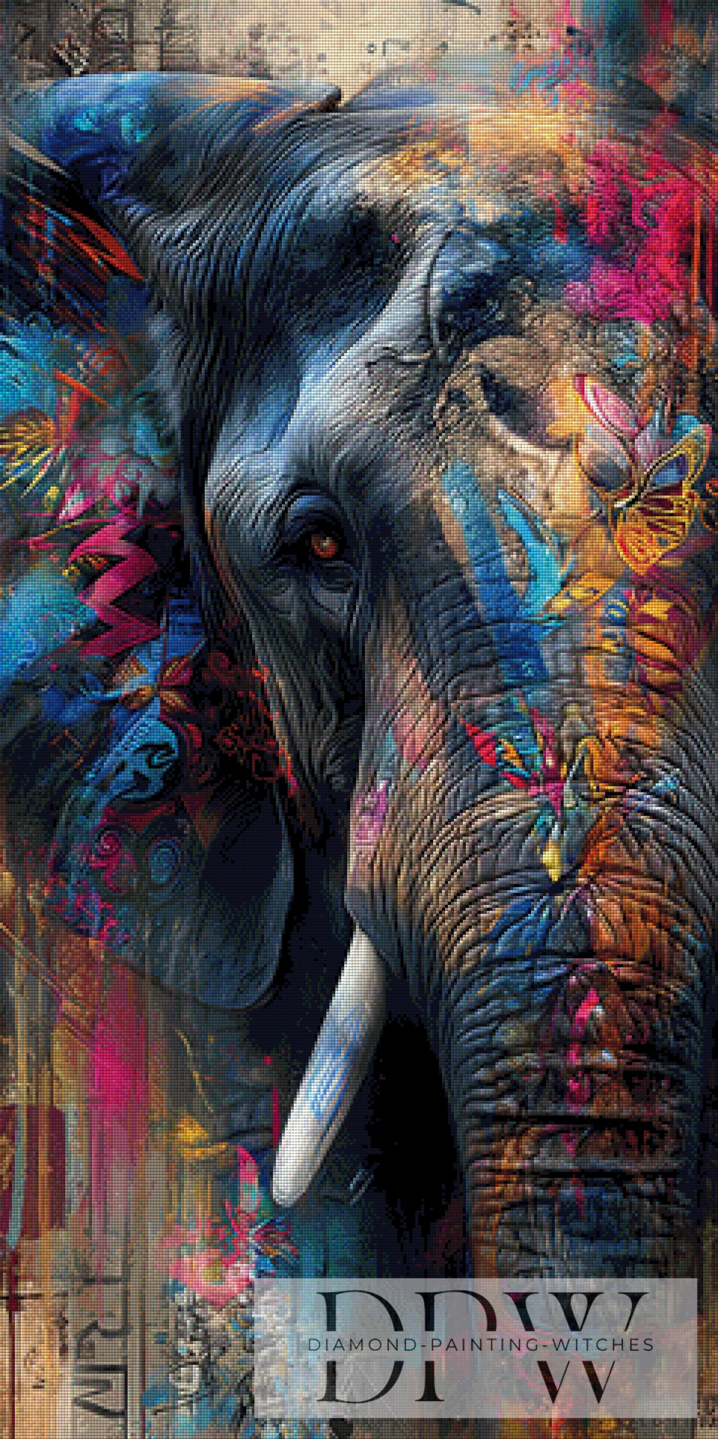 Elefant der Farben by ellufija 60x120cm mit 320 Farben DPW-6282