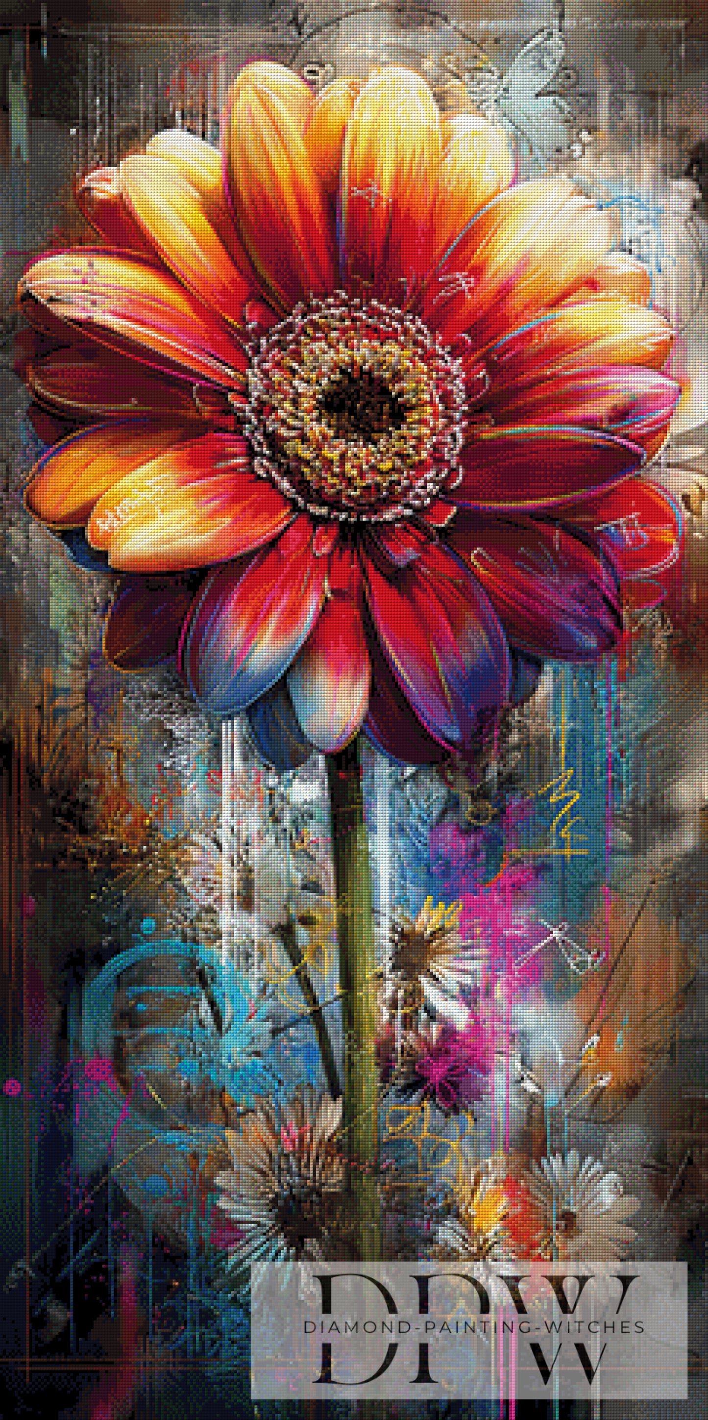 Gerbera im Farbensturm by ellufija 60x120cm mit 360 Farben DPW-6292