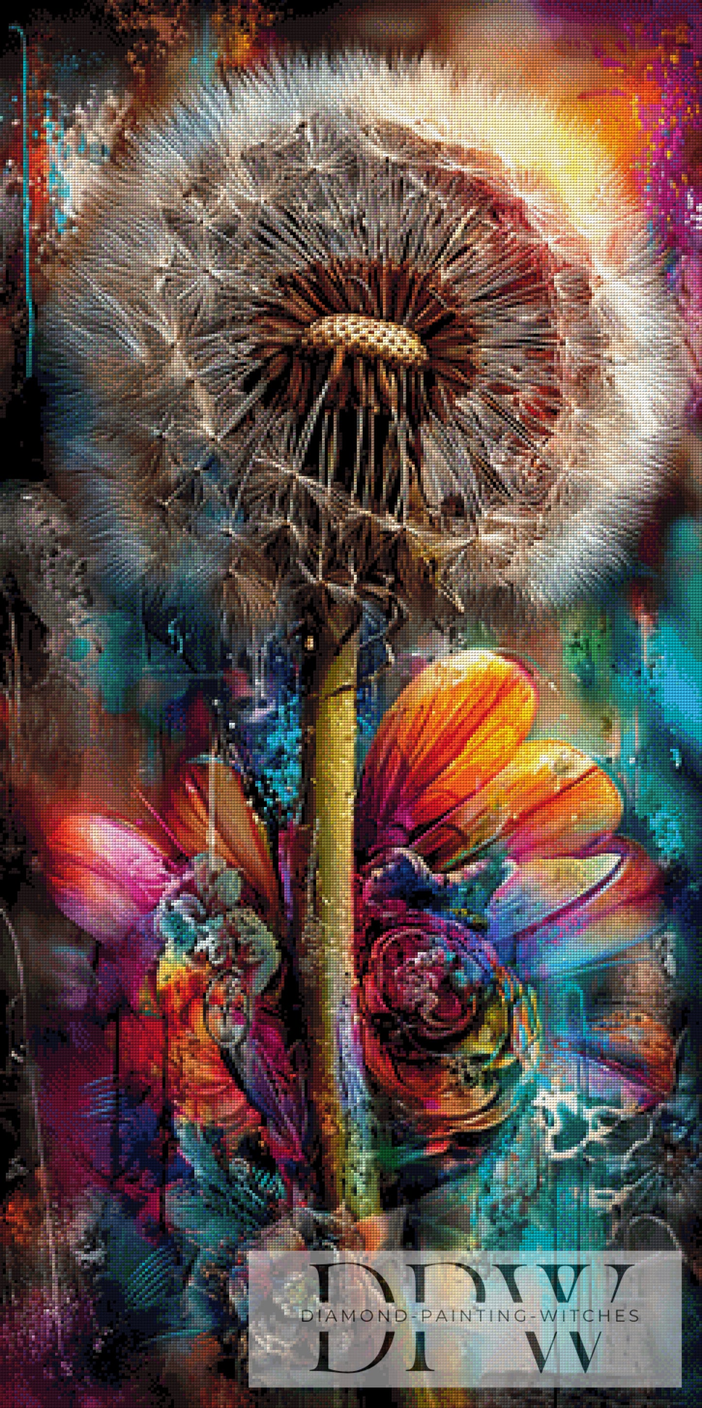 Pusteblume im Farbenwind by ellufija 60x120cm mit 360 Farben DPW-6296
