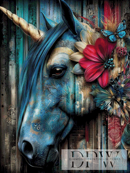 Blue Unicorn by CleoDora 75x100cm mit 270 Farben DPW-6322