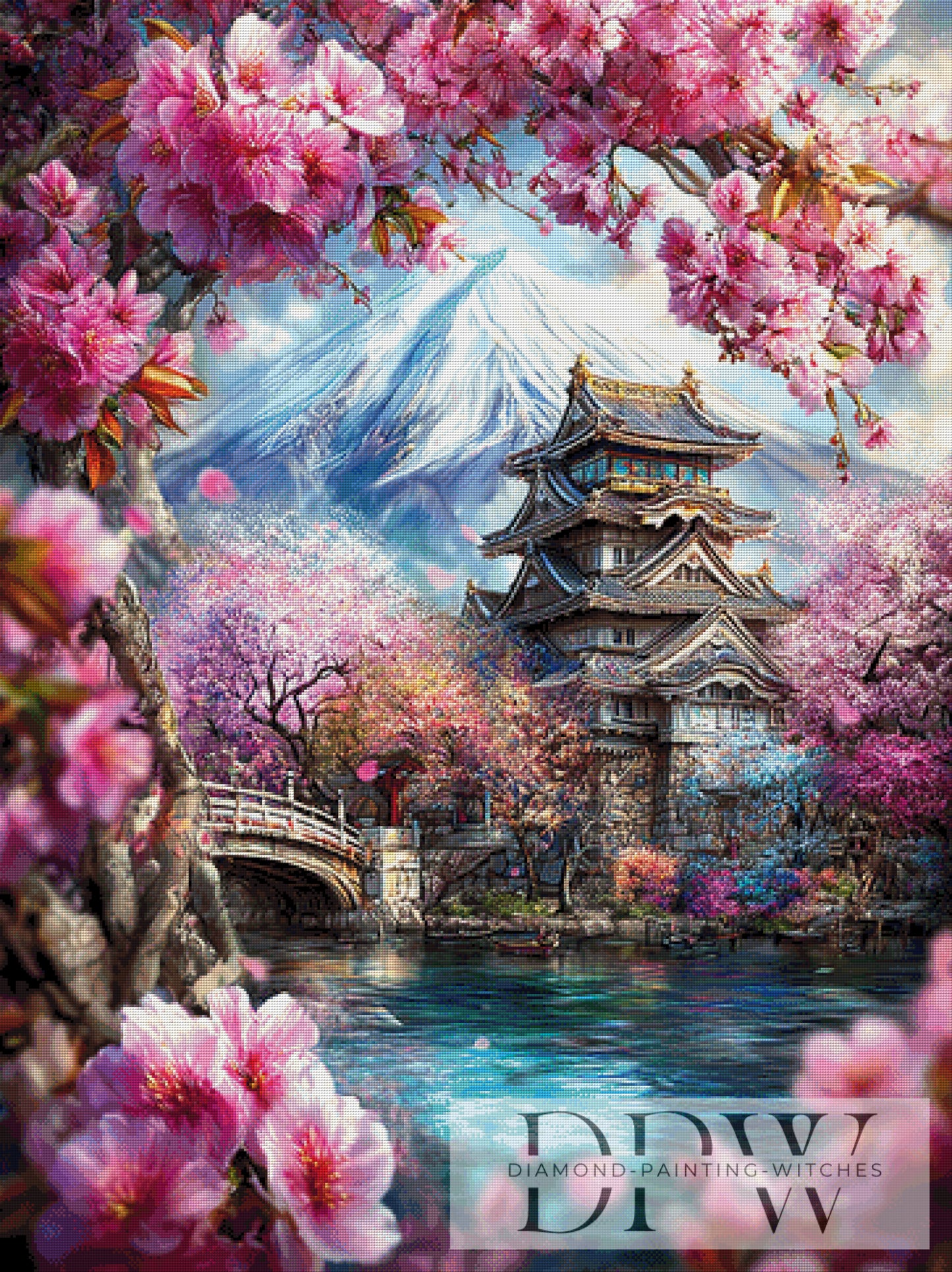 Tempelblüten by Elly_A.I. 90x120cm mit 370 Farben DPW-6334