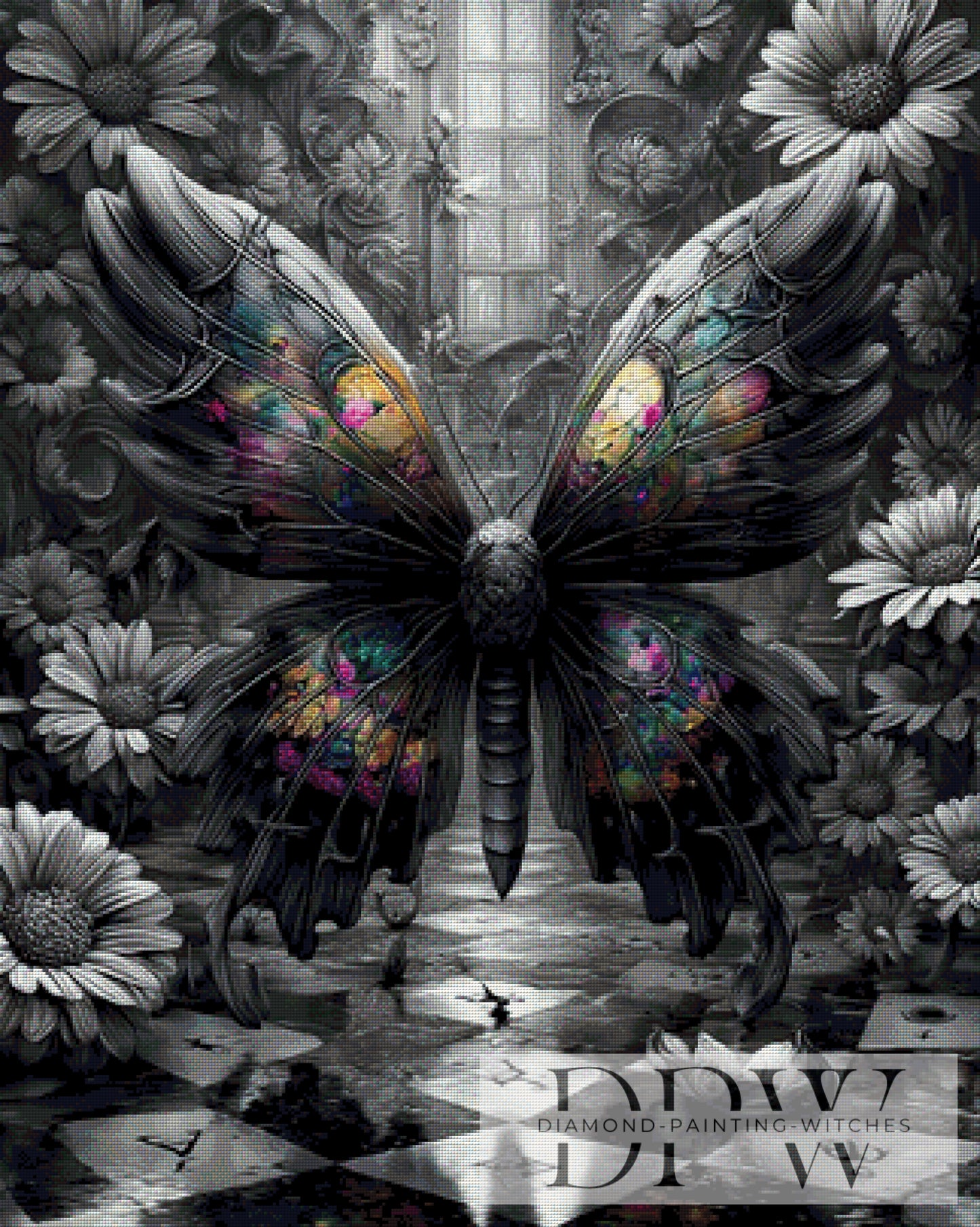 Schmetterling im Grausaal by Elly_A.I. 80x100cm mit 170 Farben DPW-6347