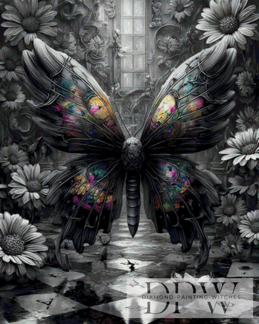 Schmetterling im Grausaal by Elly_A.I. 80x100cm mit 170 Farben DPW-6347