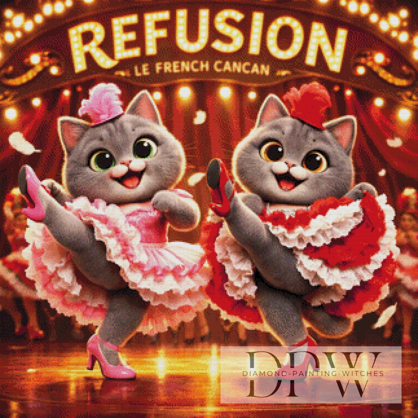 Cancan Cats by Pixxel Pics 80x80cm mit 200 Farben DPW-6370