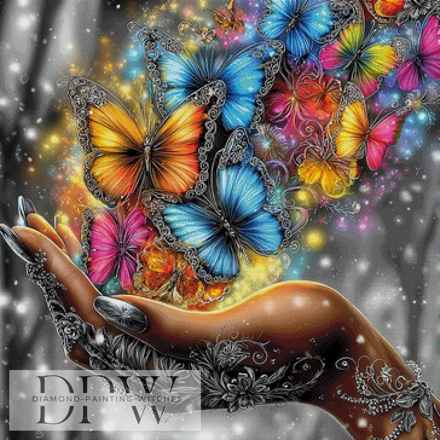 Schmetterlingshand by theA.art 90x90cm mit 390 Farben DPW-6395