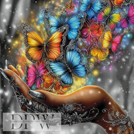 Schmetterlingshand by theA.art 90x90cm mit 390 Farben DPW-6395
