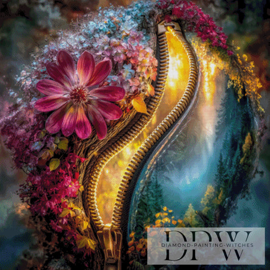 Yin Yang der Blüte by QN 90x90cm mit 340 Farben DPW-6431
