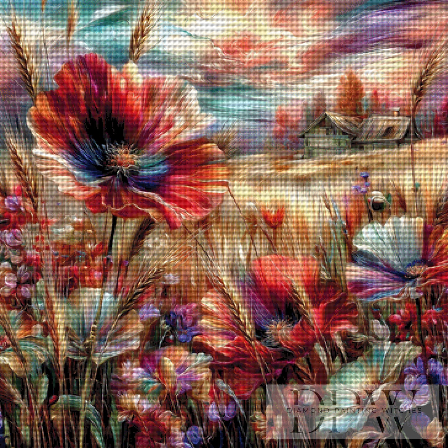 Mohnfeld by CleoDora 90x90cm mit 330 Farben DPW-6447