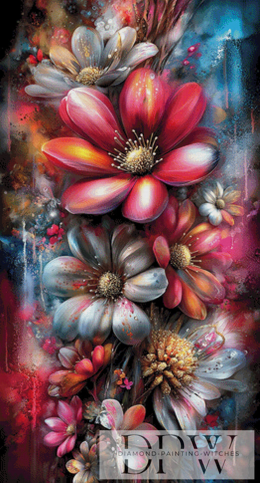 Farbfeuerblüten by CleoDora 65x120cm mit 330 Farben DPW-6473