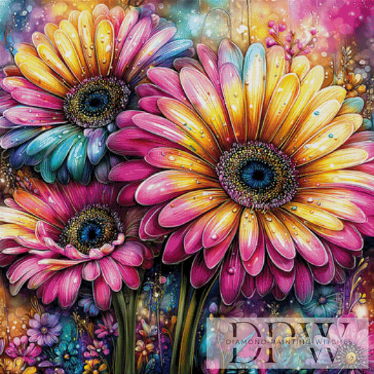Tanz der Regenbogenblüten by theA.art 90x90cm mit 420 Farben DPW-6553